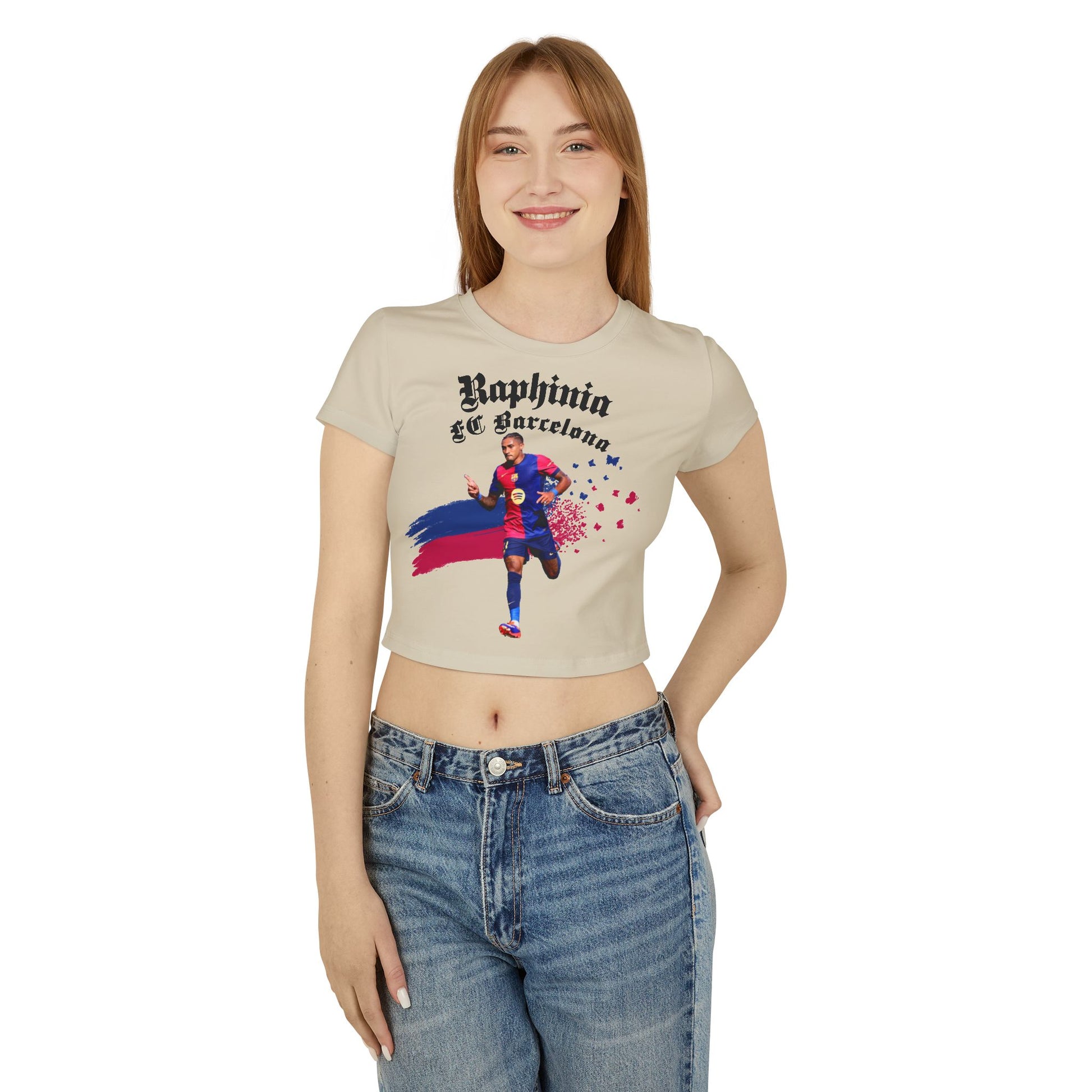 Women's Baby Tee - Raphinia FC Barcelona Soccer Fan T-Shirt - Deportivo Gorillas 