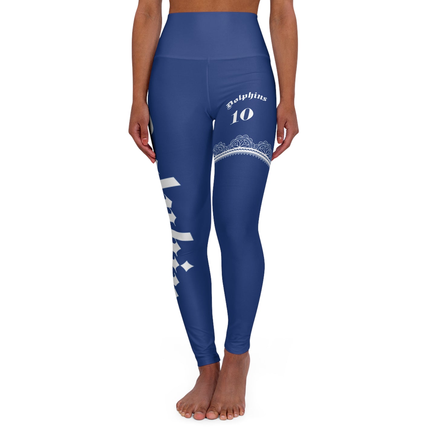 Dark Blue Yoga Leggings Dolphins