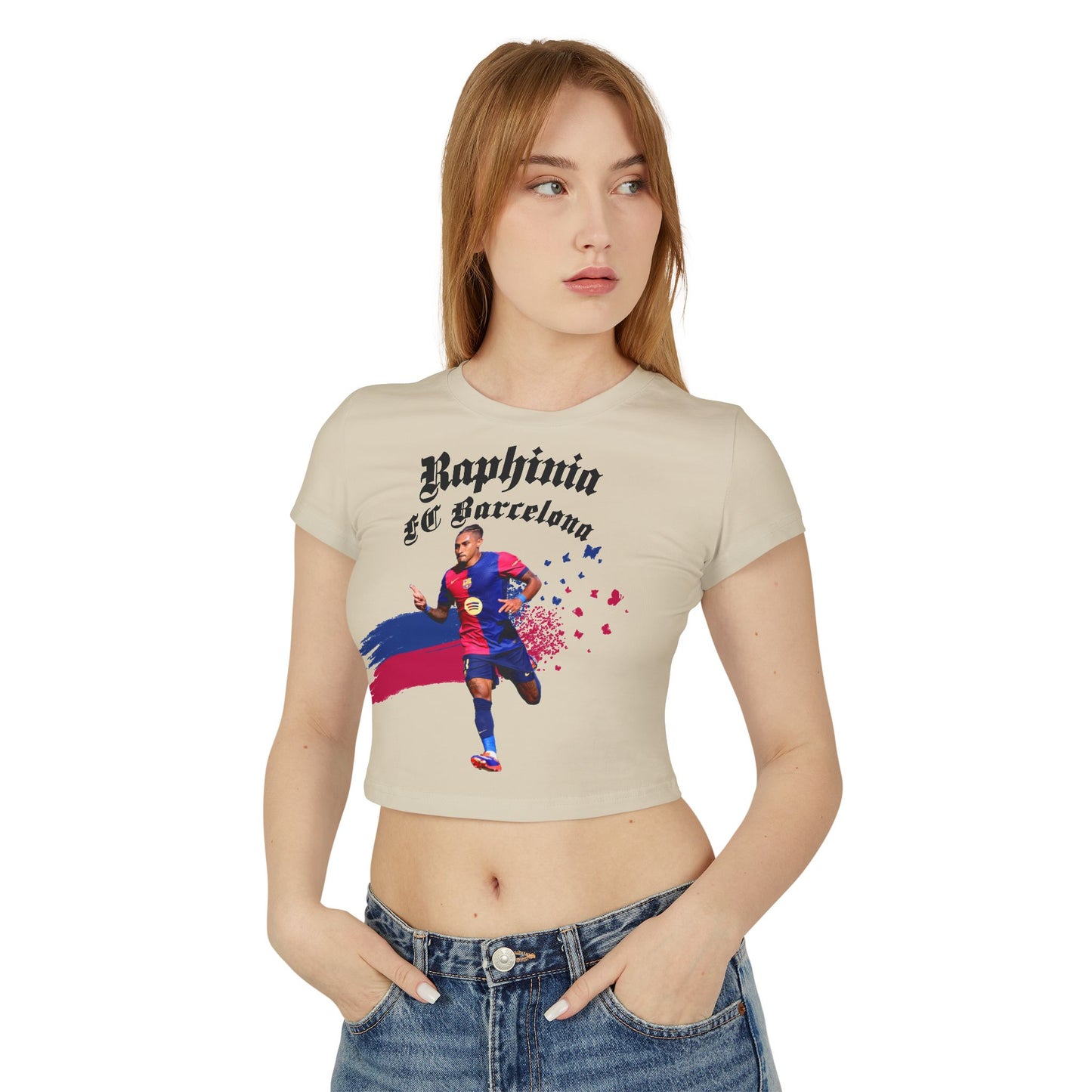 Women's Baby Tee - Raphinia FC Barcelona Soccer Fan T-Shirt - Deportivo Gorillas 