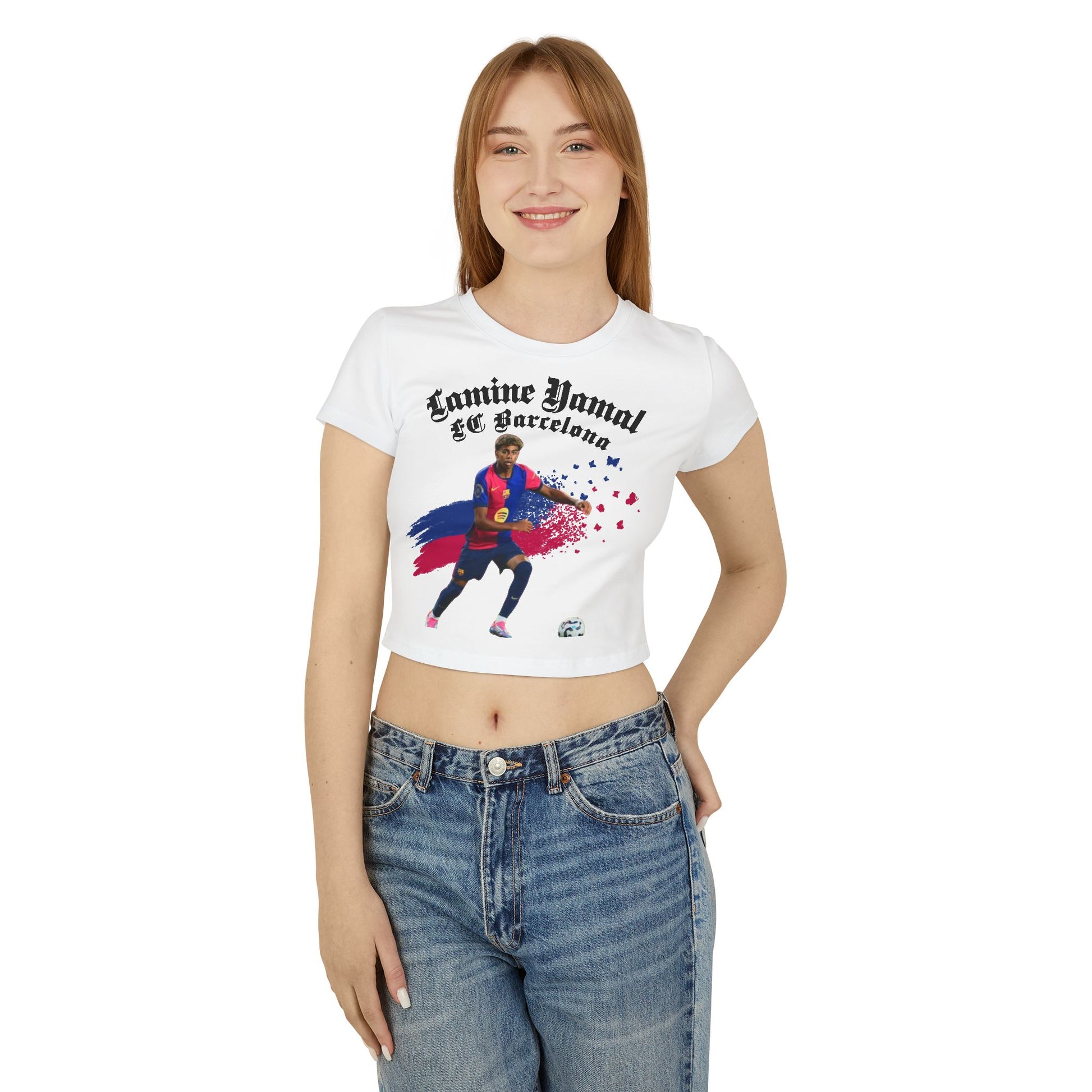 Women's Baby Tee, Lamine Yamal FC Barcelona Baby Tee Women's T-Shirt, Women's T-Shirt Gift, Women's Graphic Tee, Barcelona Fan - Deportivo Gorillas 