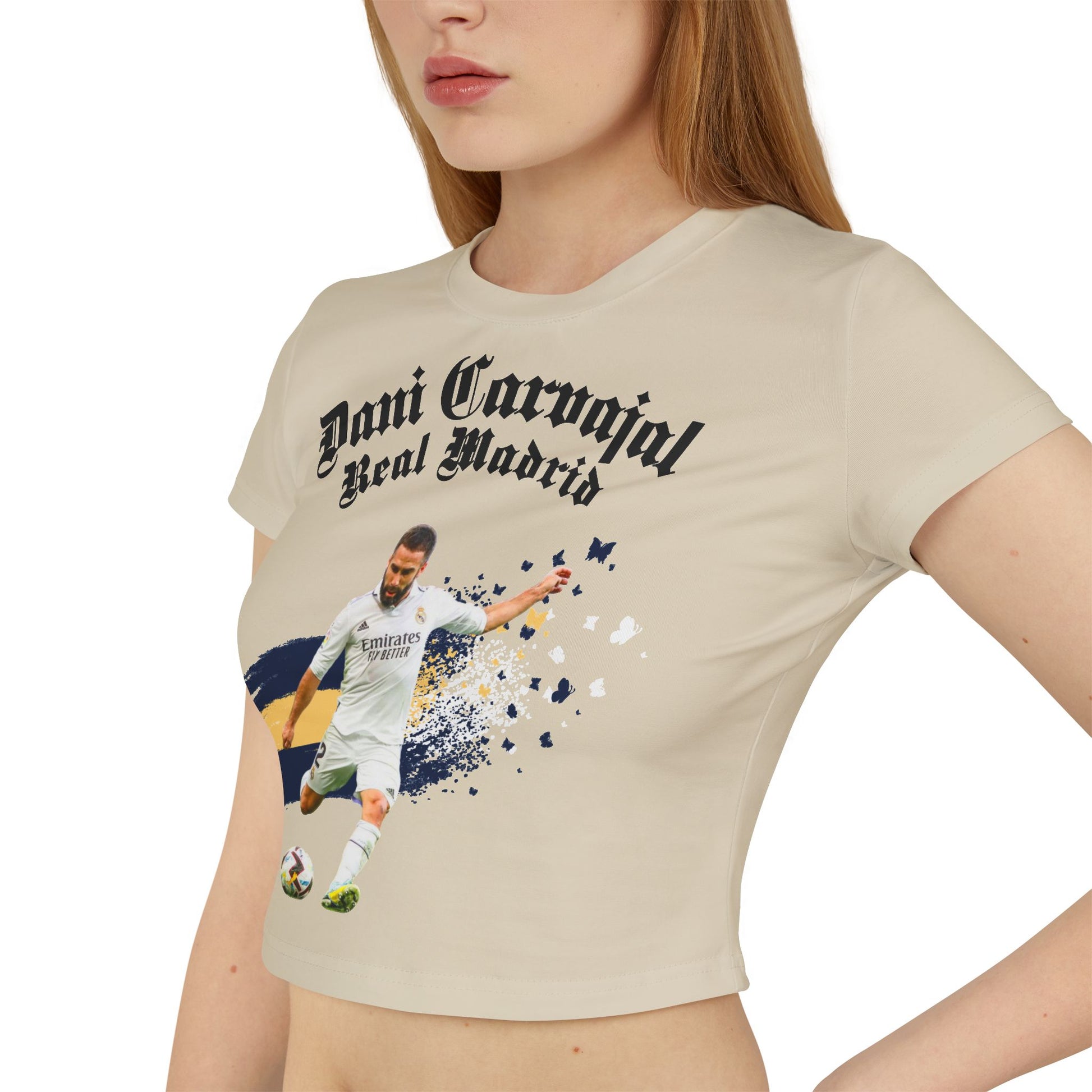 Dani Carvajal Real Madrid Women's Baby Tee T-Shirt, Soccer Fan Shirt, Sports Apparel, Football Team Tee, Women's Graphic Tee - Deportivo Gorillas 