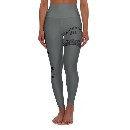 Dark Grey Yoga Leggings Dolphins