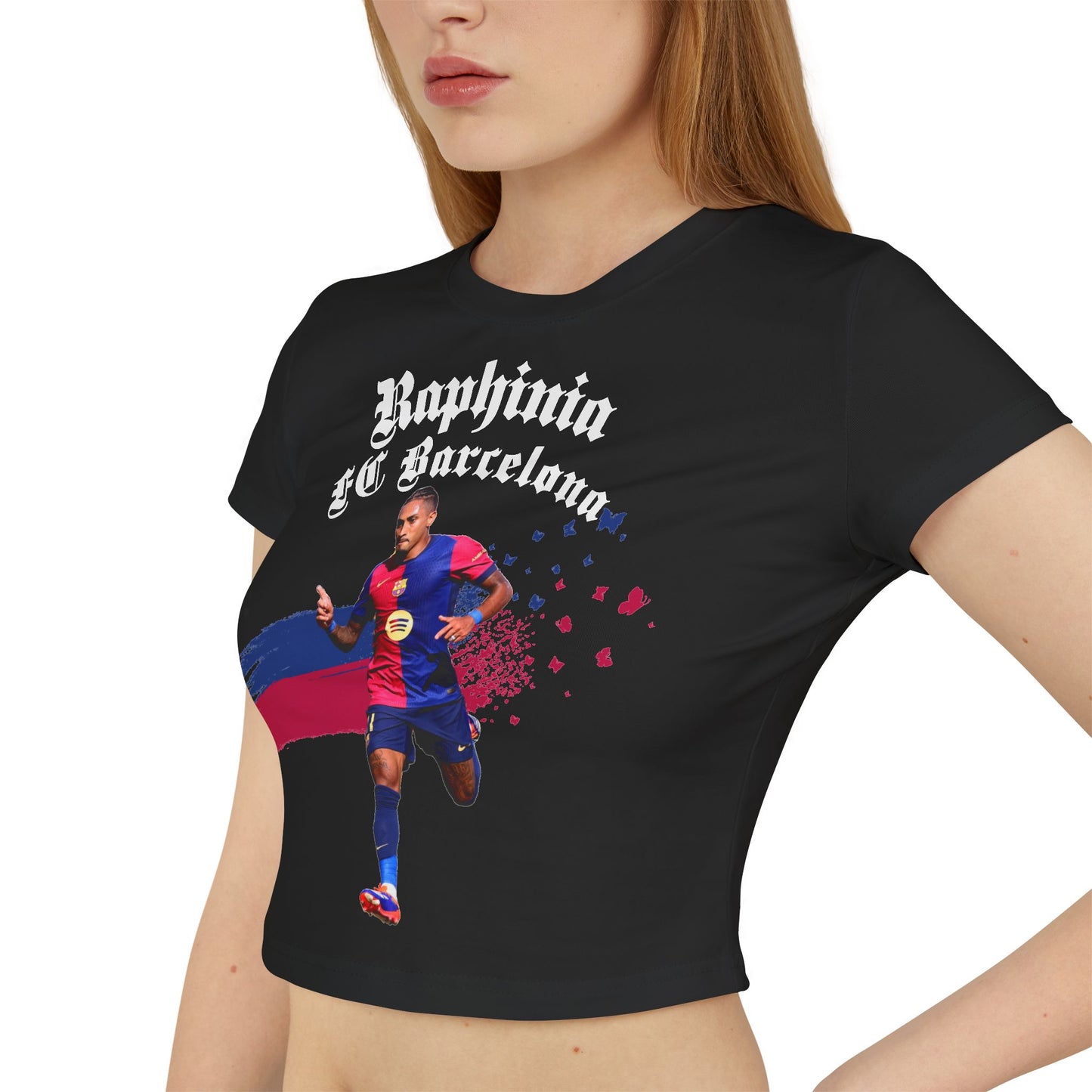 Women's Baby Tee - Raphinia FC Barcelona Soccer Fan T-Shirt - Deportivo Gorillas 