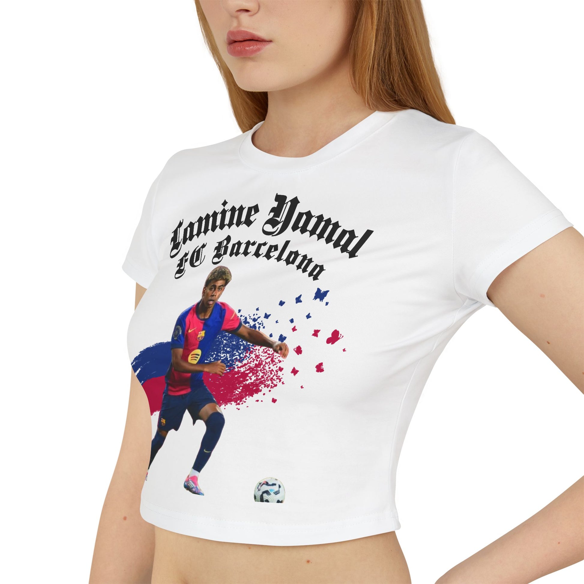 Women's Baby Tee, Lamine Yamal FC Barcelona Baby Tee Women's T-Shirt, Women's T-Shirt Gift, Women's Graphic Tee, Barcelona Fan - Deportivo Gorillas 