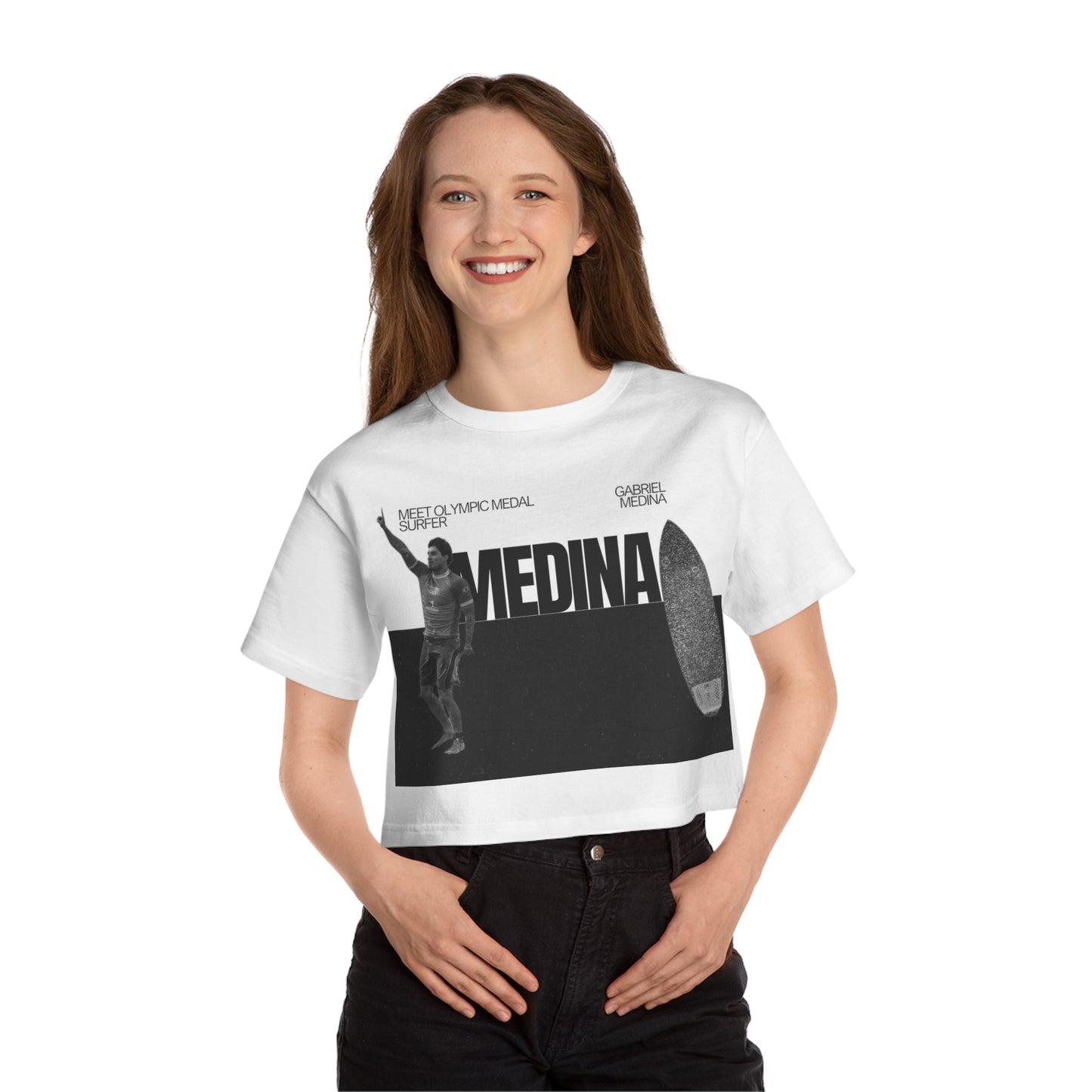 Champion Women's Heritage Cropped T-Shirt Medina Gabriel Black and White Style - Deportivo Gorillas 