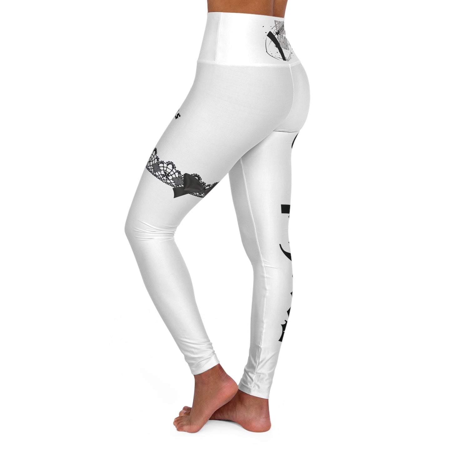 White Yoga Leggings Dolphins