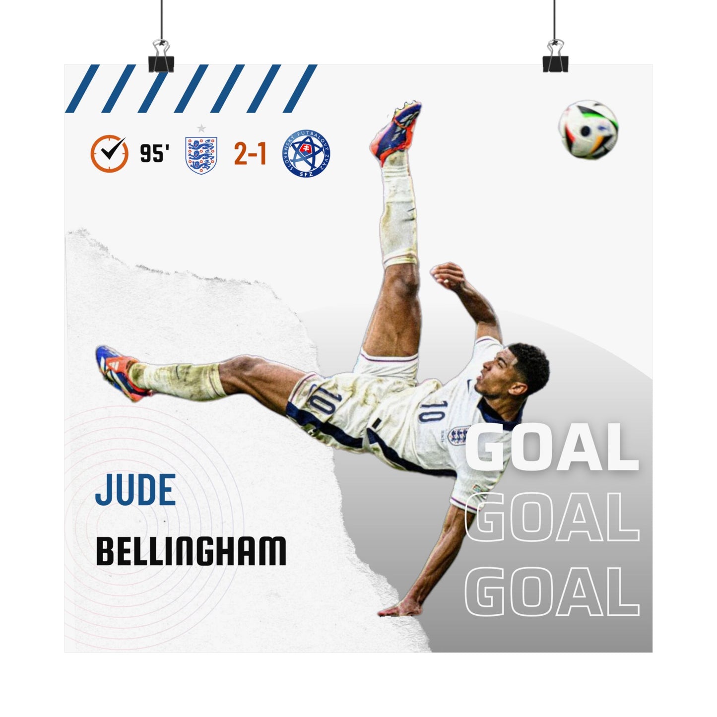 Soccer Poster, Jude Bellingham Bicycle Kick Matte Vertical Print, England Football Decor, Sports Fan Gift, Soccer Wall Art - Deportivo Gorillas 