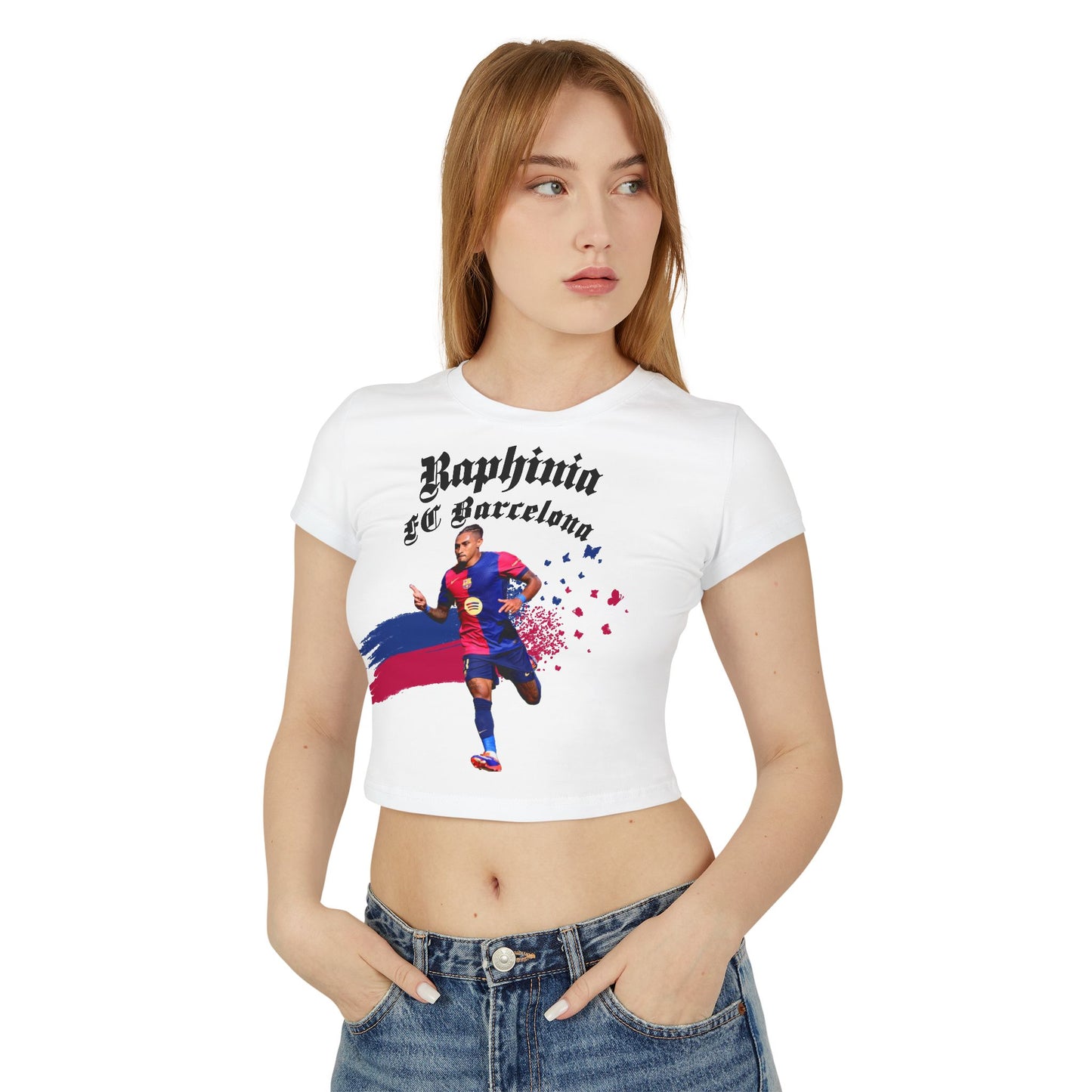 Women's Baby Tee - Raphinia FC Barcelona Soccer Fan T-Shirt - Deportivo Gorillas 