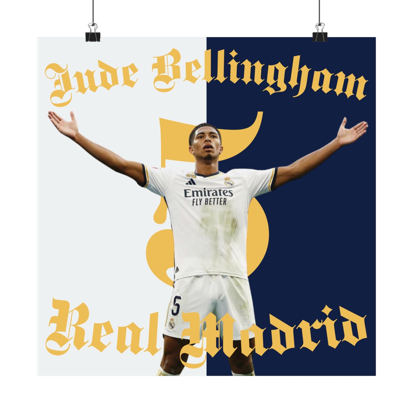 Football Poster, Matte Vertical Poster, Jude Bellingham Real Madrid Poster - Deportivo Gorillas 