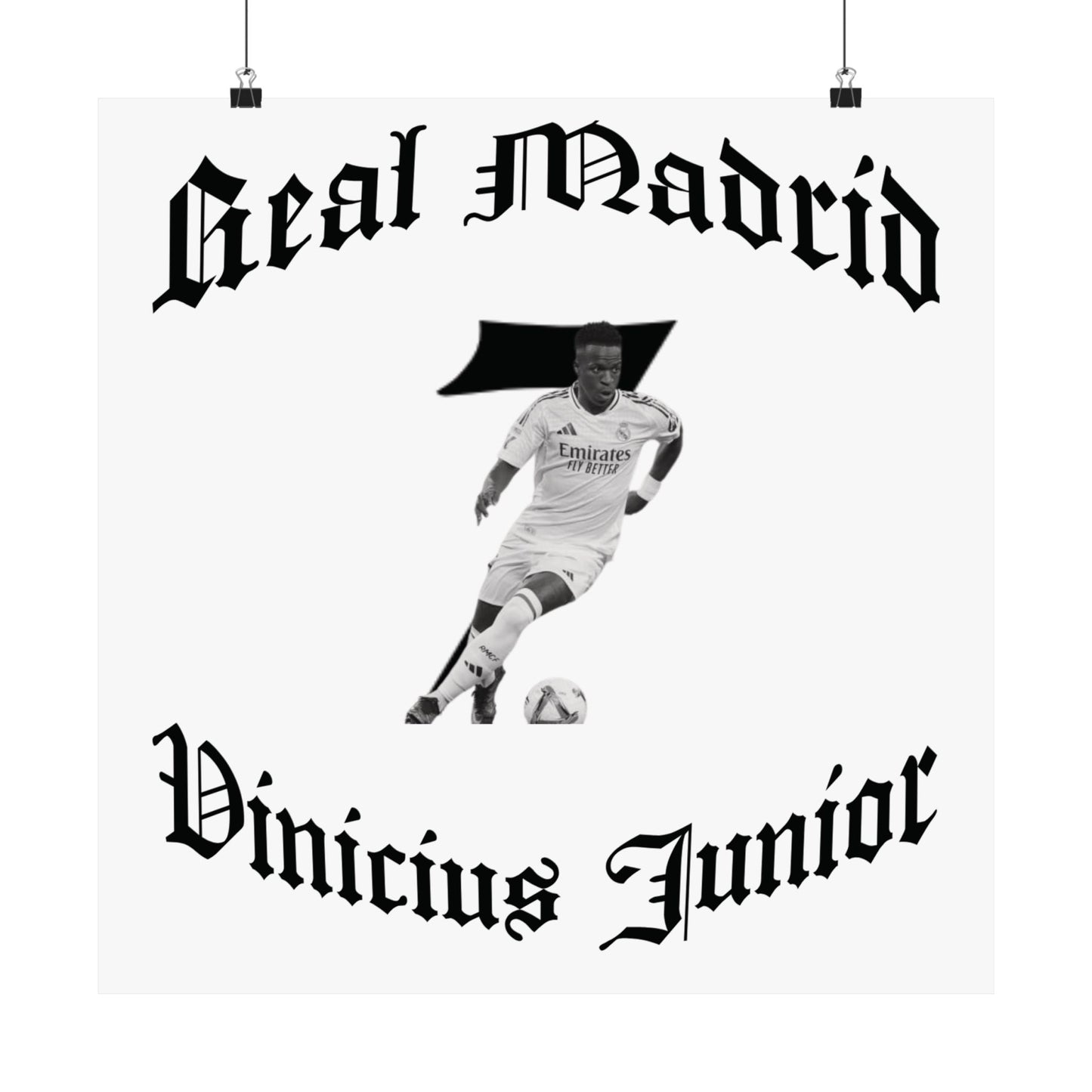 Football Poster, Matte Vertical Poster, Vinicius Junior Real Madrid Scorer Stats Poster - Deportivo Gorillas 