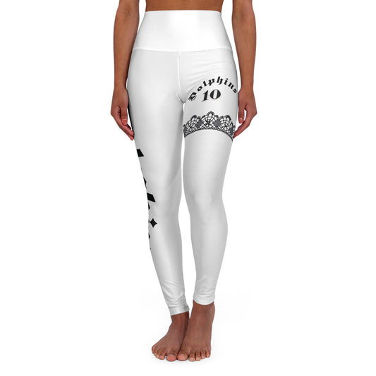 White Yoga Leggings Dolphins