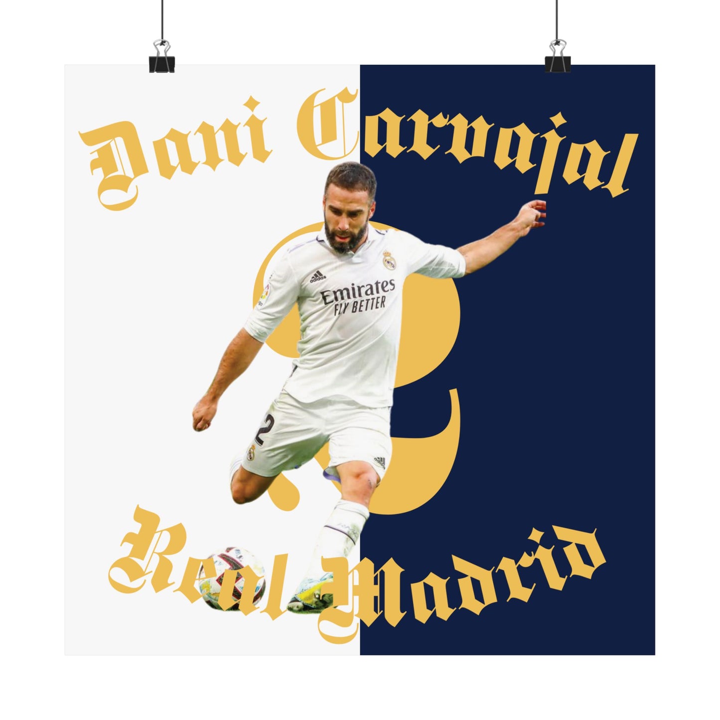 Football Poster, Matte Vertical Poster, Dani Carvajal Real Madrid Scorer Stats Poster - Deportivo Gorillas 