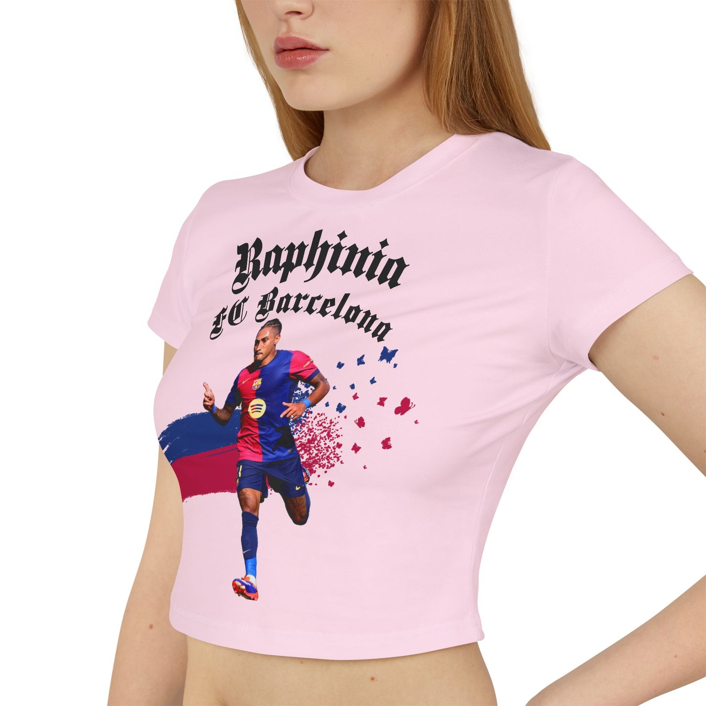 Women's Baby Tee - Raphinia FC Barcelona Soccer Fan T-Shirt - Deportivo Gorillas 