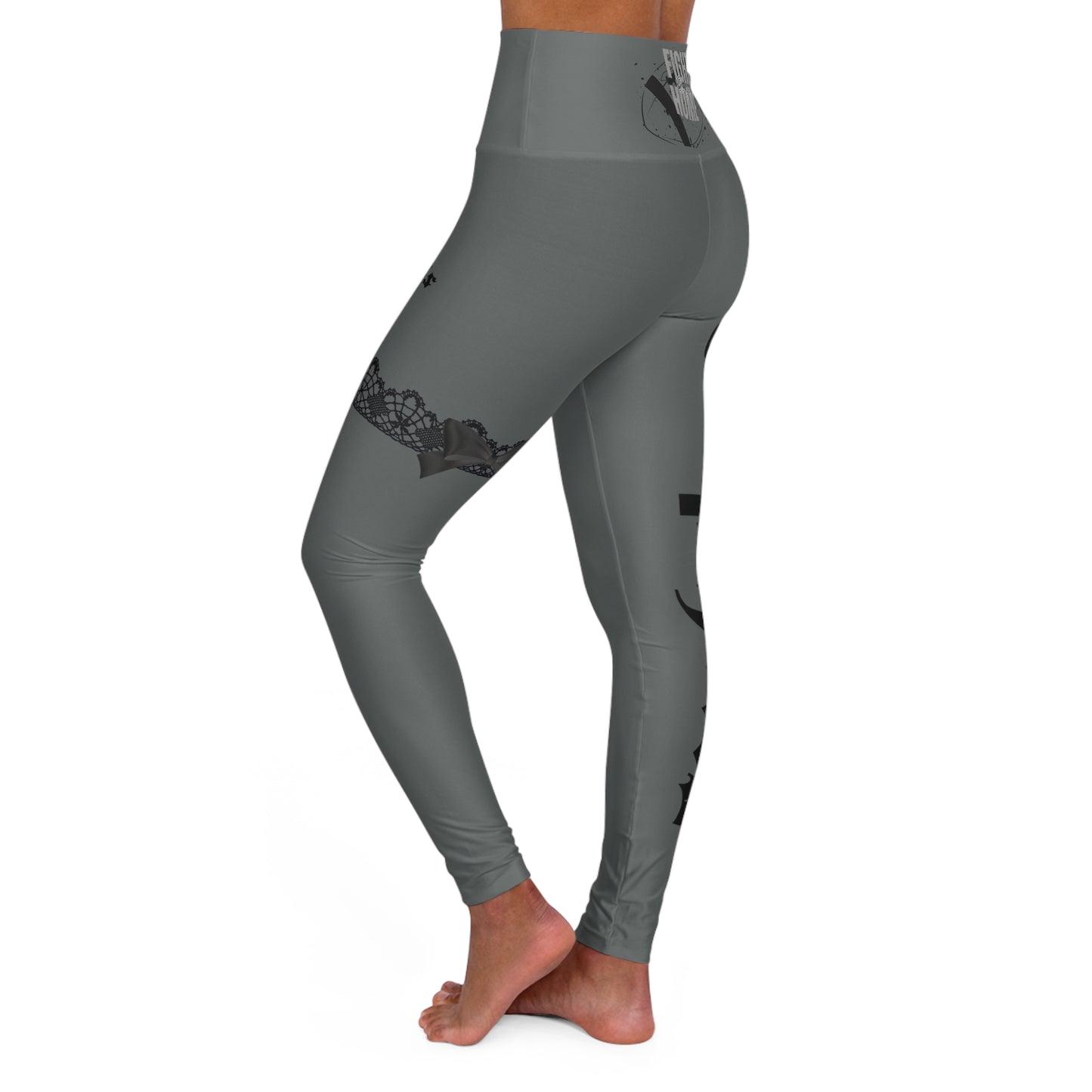 Dark Grey Yoga Leggings Dolphins