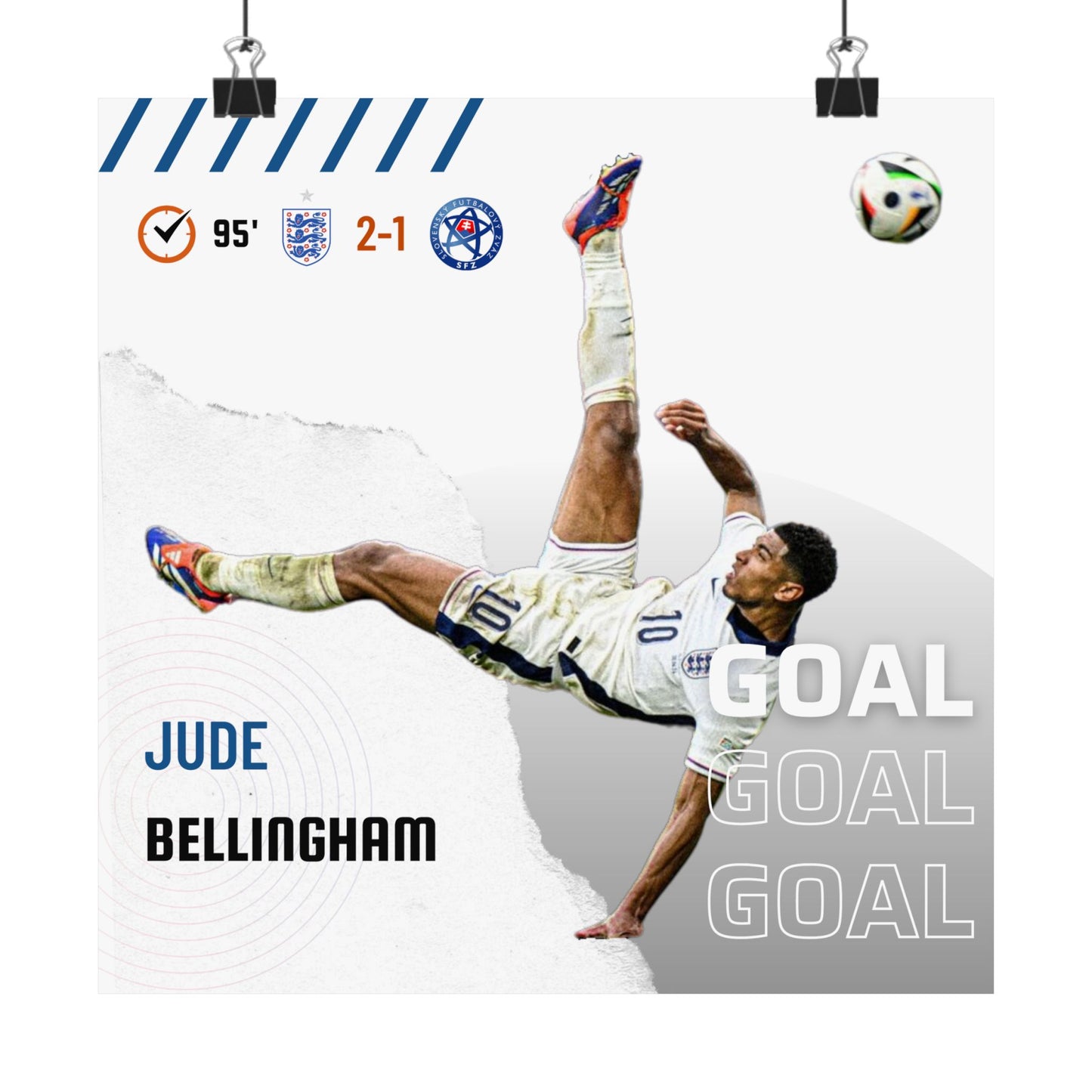 Soccer Poster, Jude Bellingham Bicycle Kick Matte Vertical Print, England Football Decor, Sports Fan Gift, Soccer Wall Art - Deportivo Gorillas 