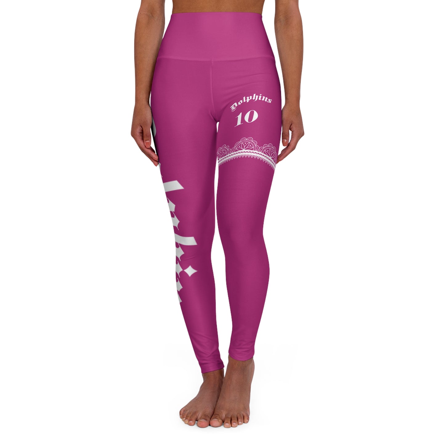 Pink Yoga Leggings Dolphins