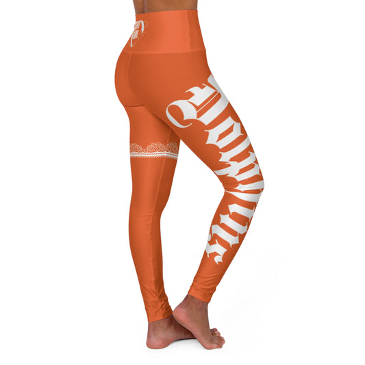 Orange Yoga Leggings Dolphins