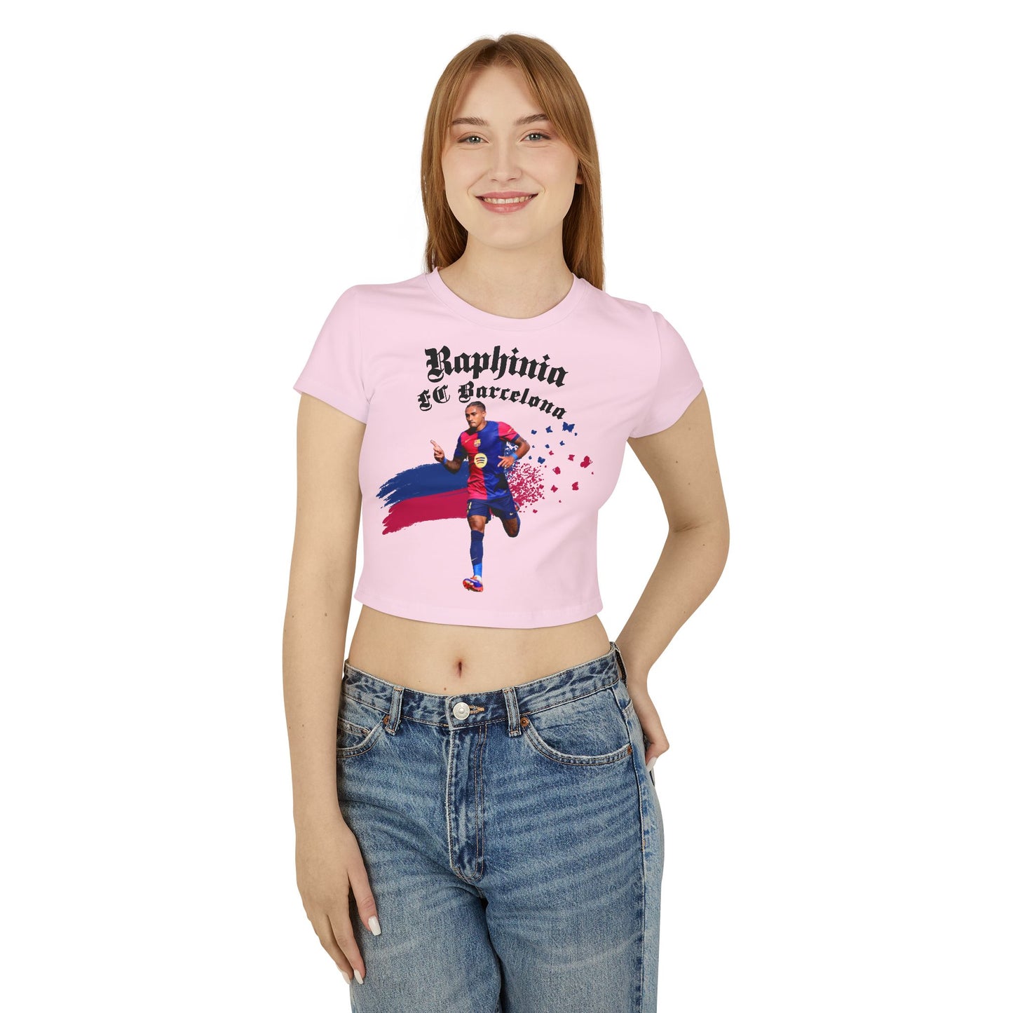 Women's Baby Tee - Raphinia FC Barcelona Soccer Fan T-Shirt - Deportivo Gorillas 