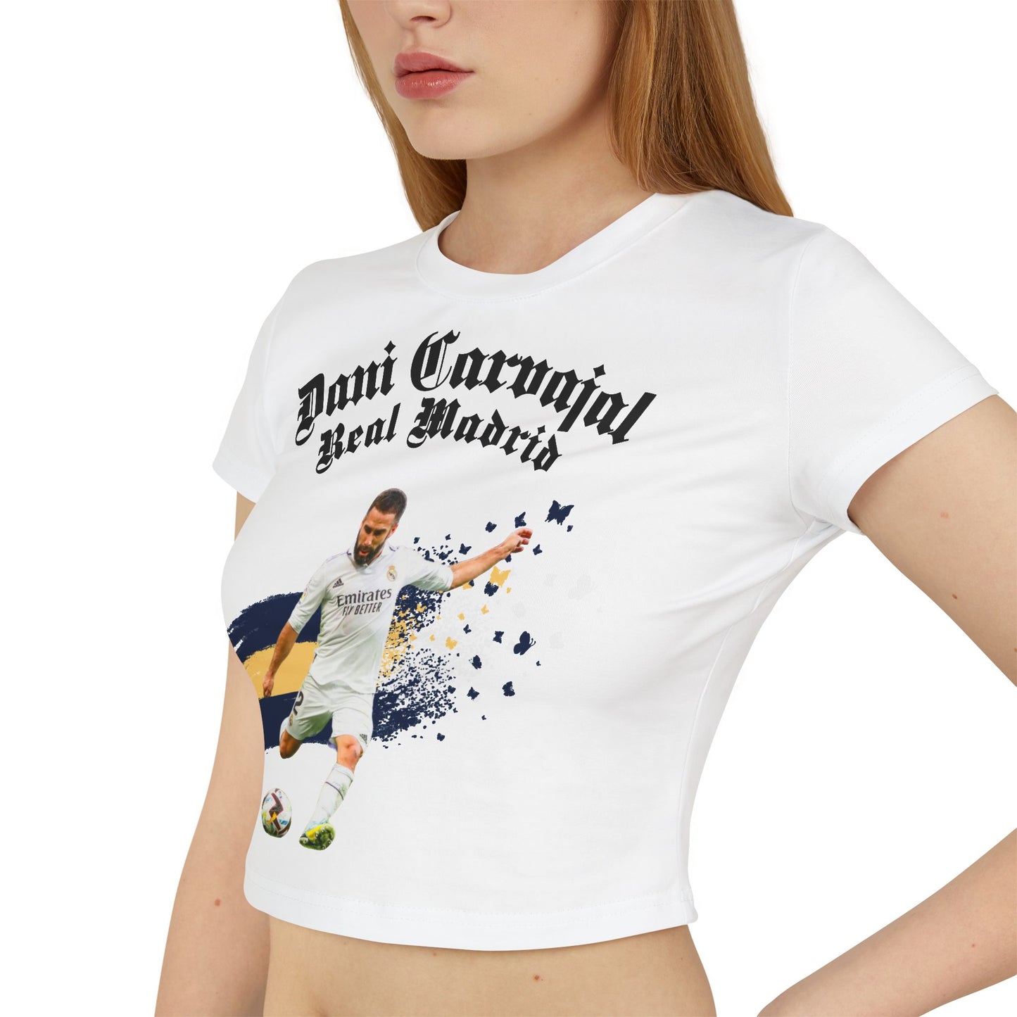 Dani Carvajal Real Madrid Women's Baby Tee T-Shirt, Soccer Fan Shirt, Sports Apparel, Football Team Tee, Women's Graphic Tee - Deportivo Gorillas 