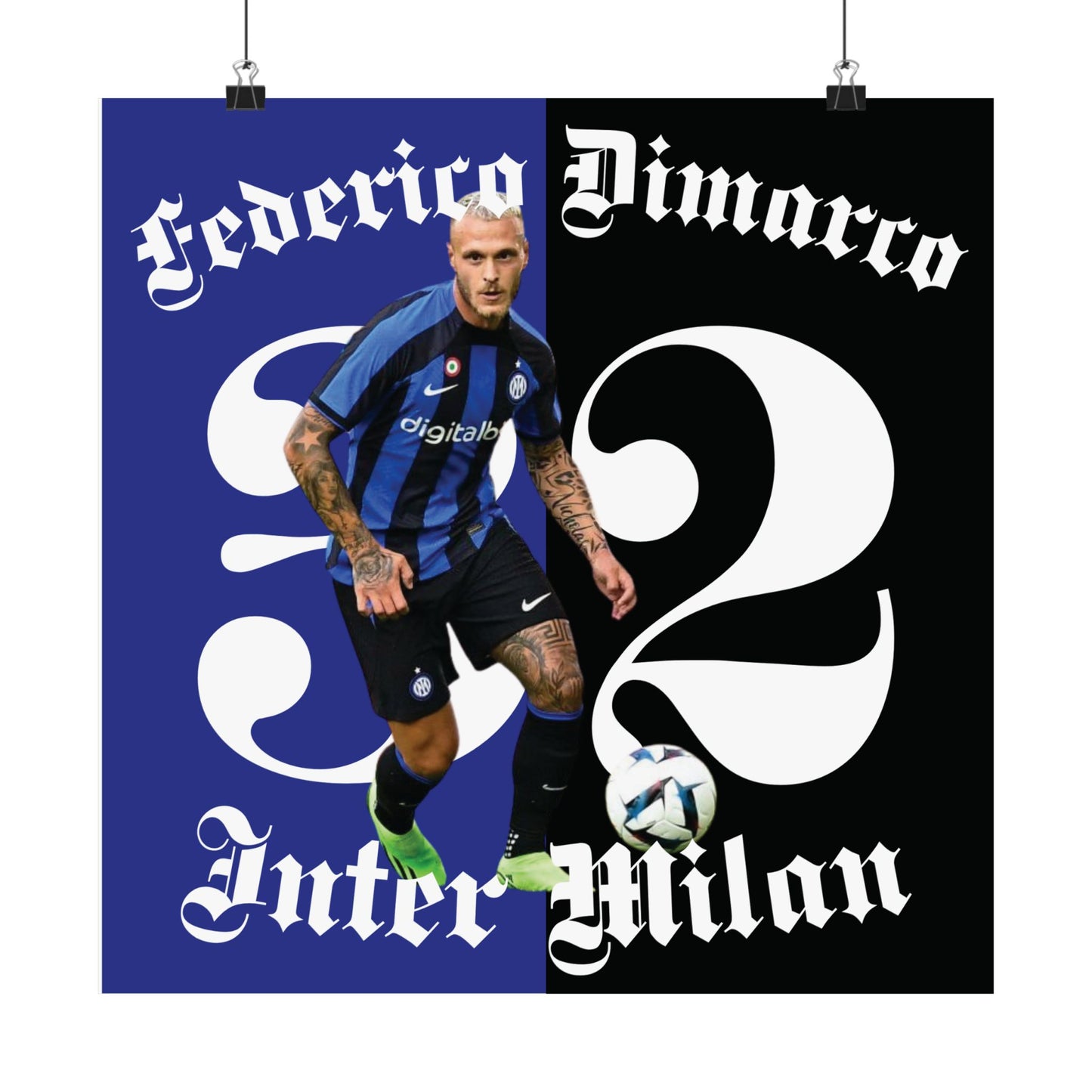 Football Poster, Matte Vertical Poster, Federico Dimarco Inter Milan Poster - Deportivo Gorillas 