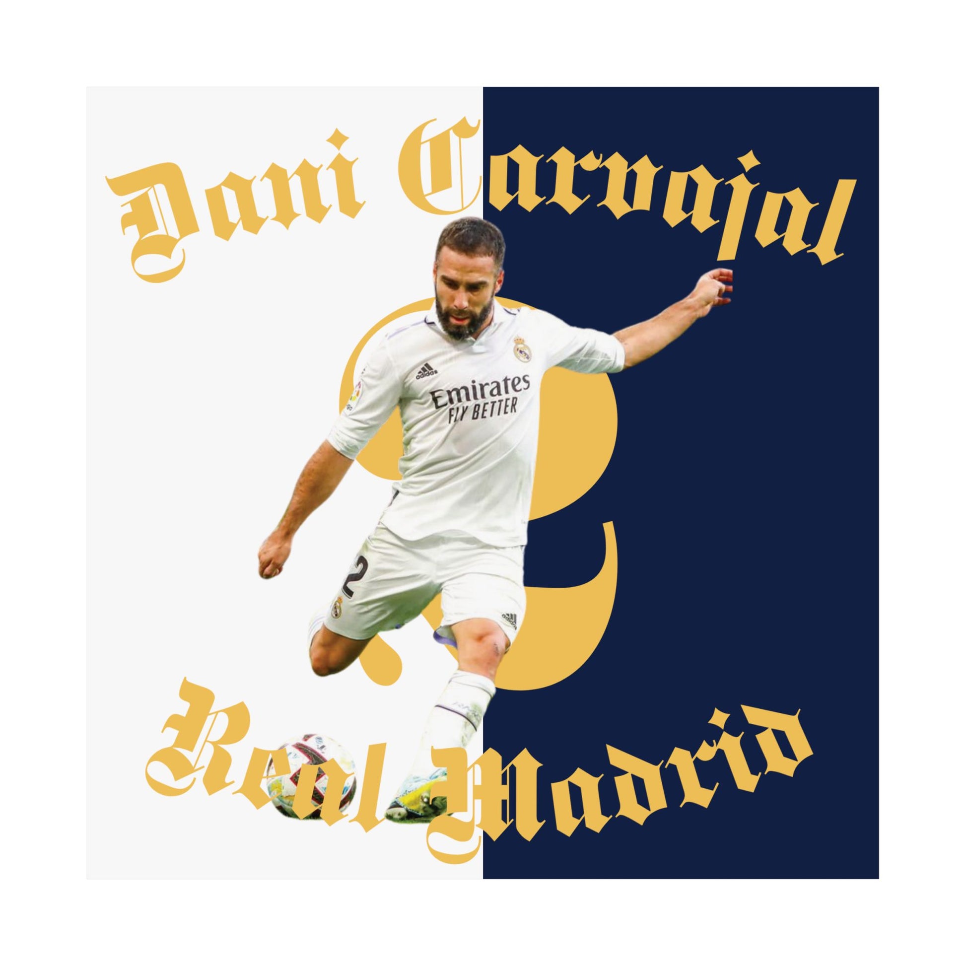 Football Poster, Matte Vertical Poster, Dani Carvajal Real Madrid Scorer Stats Poster - Deportivo Gorillas 