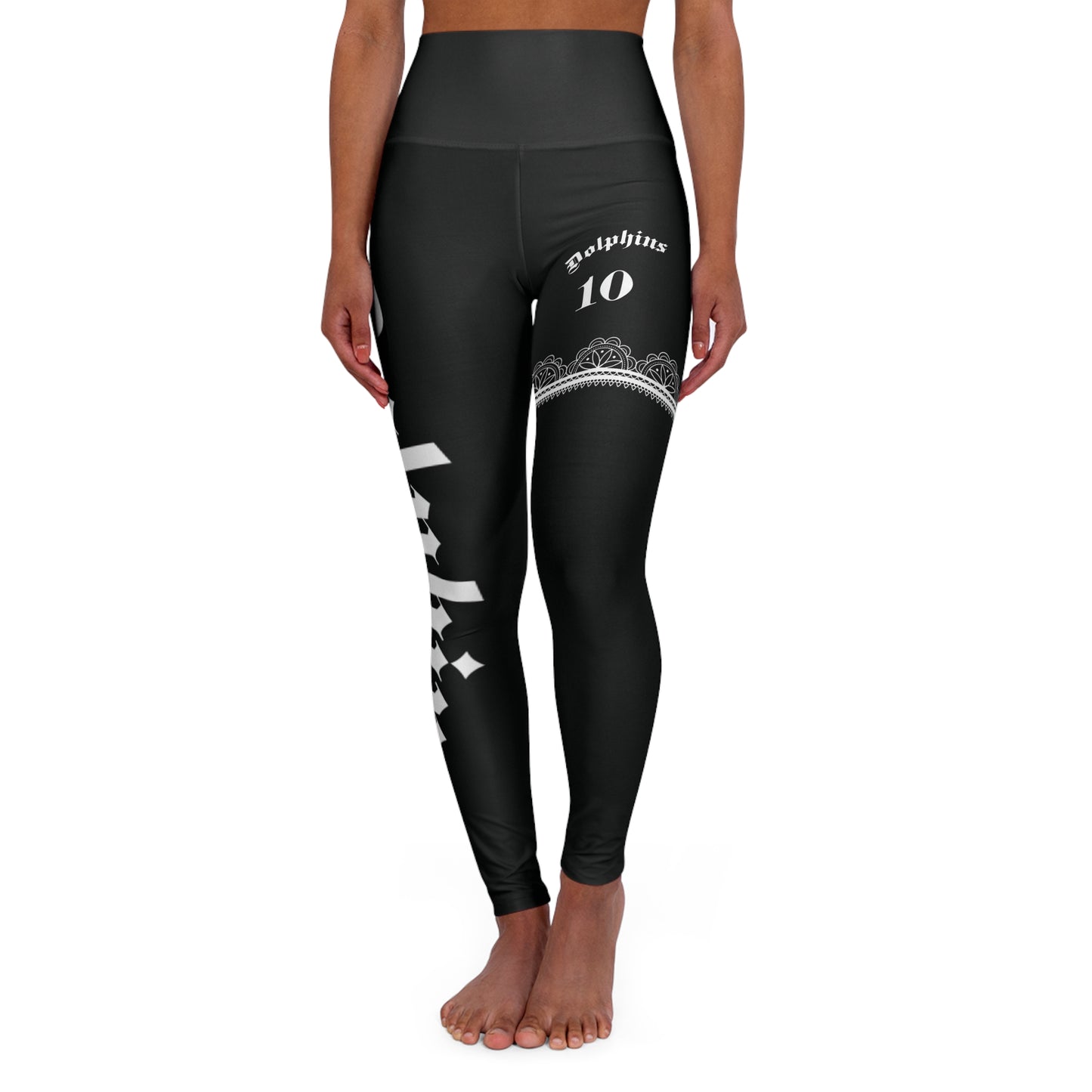 Black Yoga Leggings Dolphins