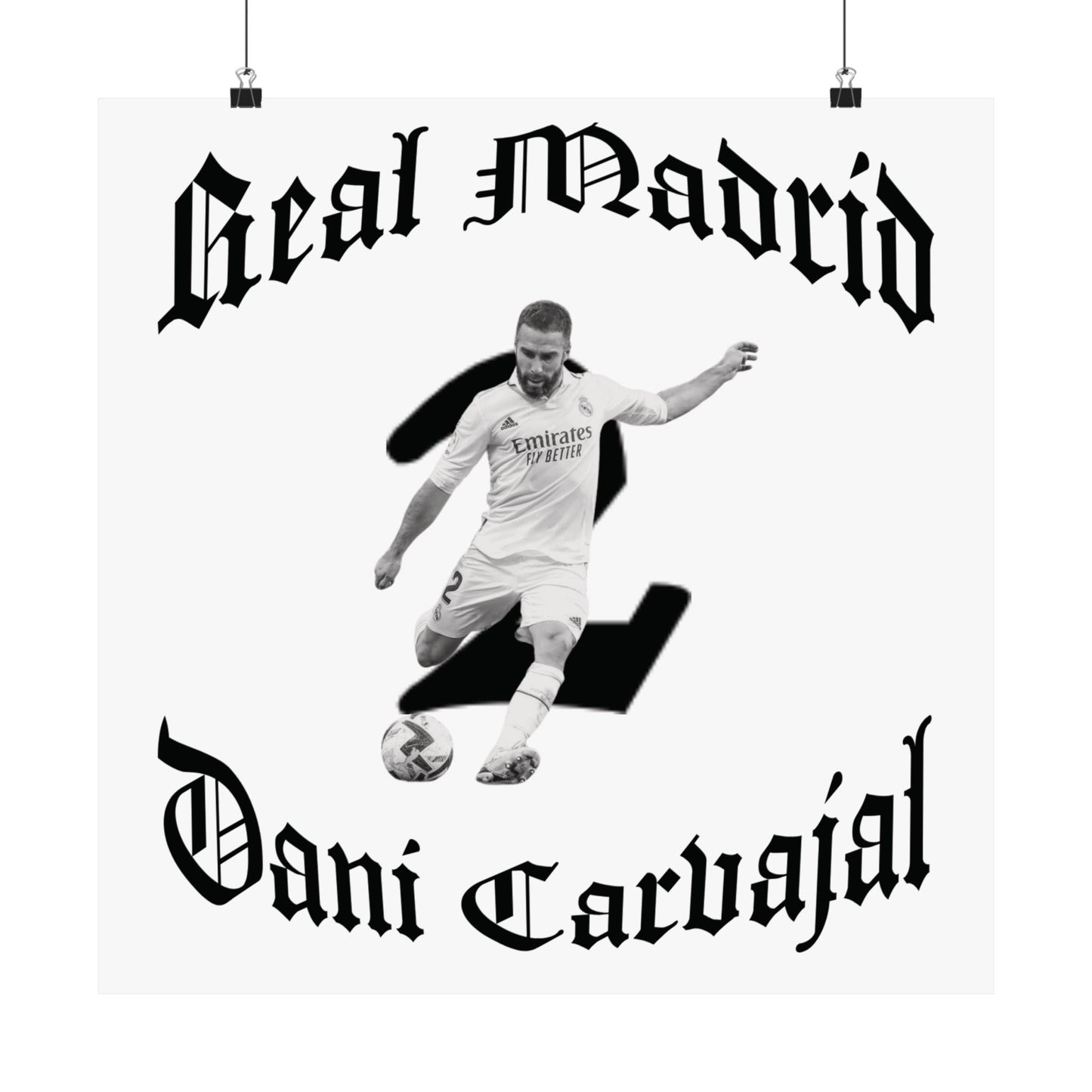 Football Poster, Matte Vertical Poster, Dani Carvajal Real Madrid Scorer Stats Poster - Deportivo Gorillas 