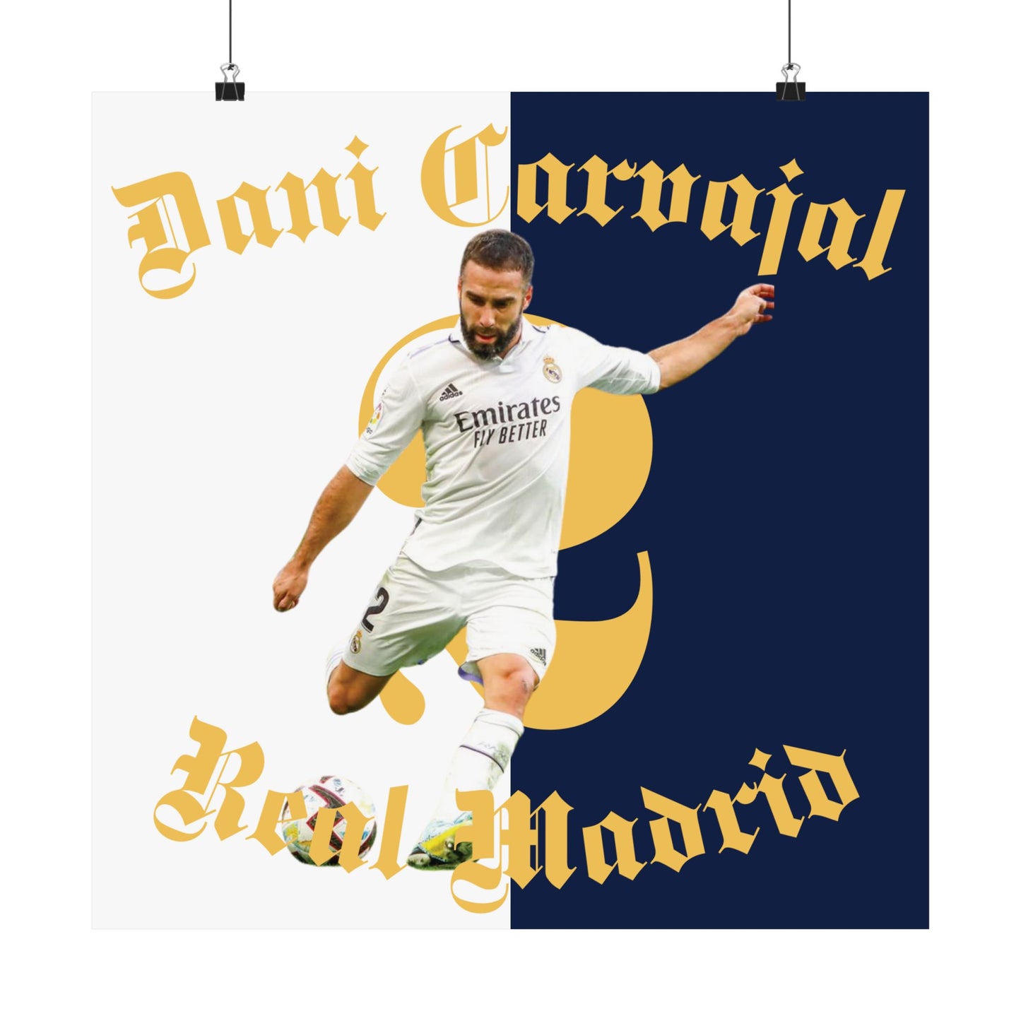 Football Poster, Matte Vertical Poster, Dani Carvajal Real Madrid Scorer Stats Poster - Deportivo Gorillas 