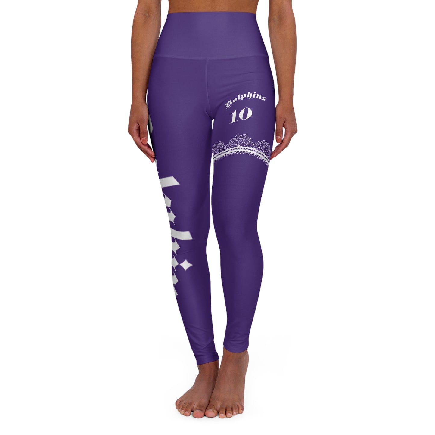 Dark Purple Yoga Leggings Dolphins